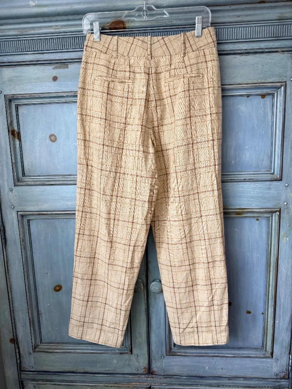 Sezane Cyprien Plaid Cropped Trousers in Ochre Check Size 36